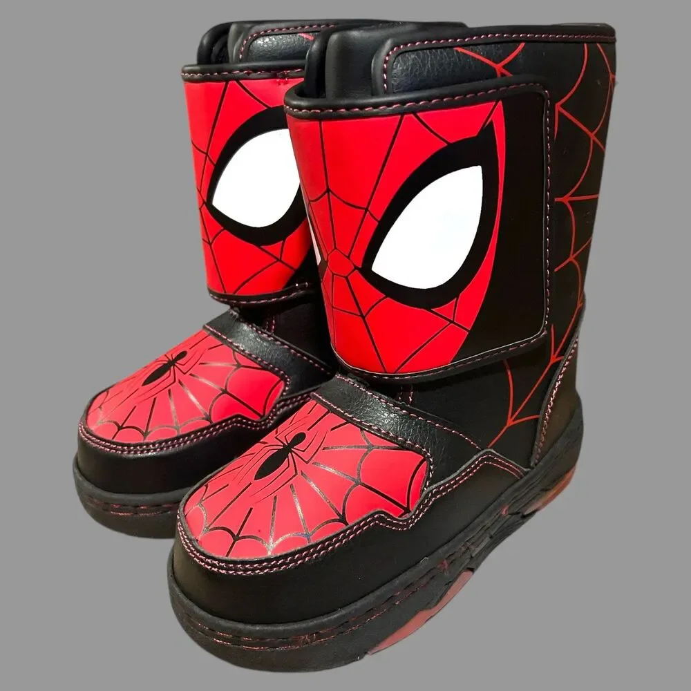 Marvel Spider-Man Boots Toddler Size 6 Light Up Snow Winter Red Black Boys